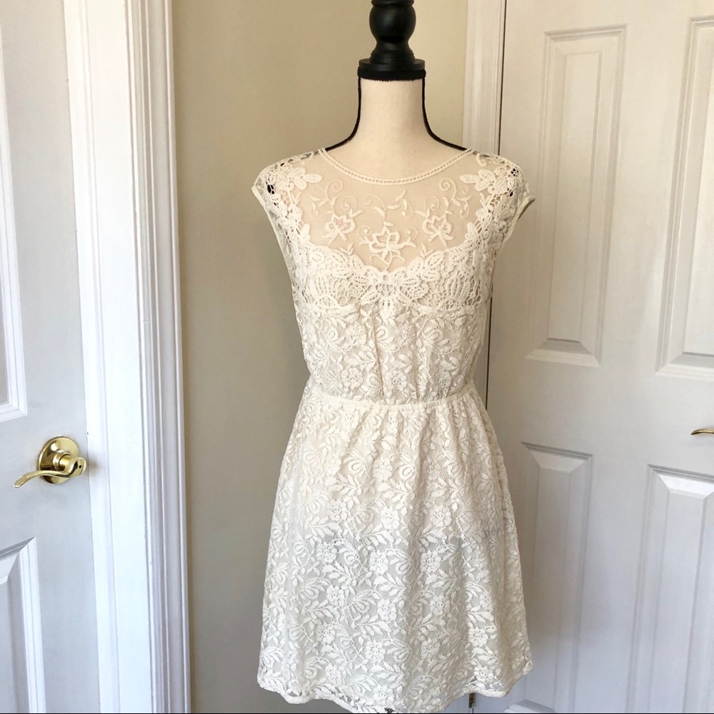 Zara Ivory lace mini dress, S